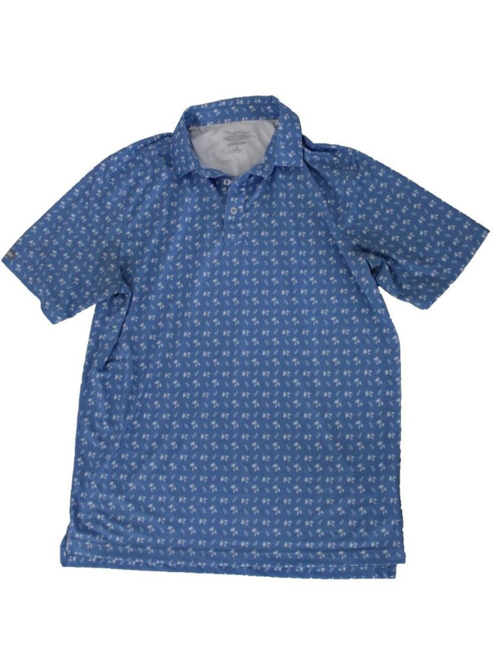 Straight Down Mens Medium Blue Palm Tree Pineapple Golf Polo Shirt Performance